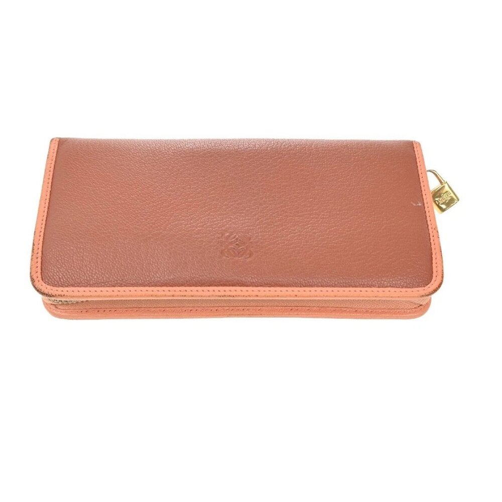 LOEWE Anagram Zipper Around Long Wallet Leather Brown Pink GHW Spain 31KB947 - Picture 5 of 14